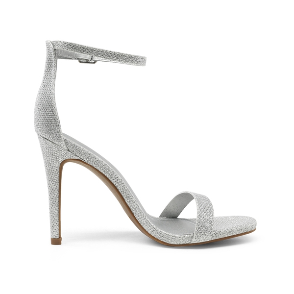 Ankle Strap High Heel Stiletto Sandals - SILVER GLITTER - 1